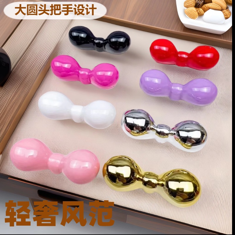 轻奢果盘收纳盒大圆头蝴蝶结把手糖果盒杯盖顶珠金银元宝装饰摆件