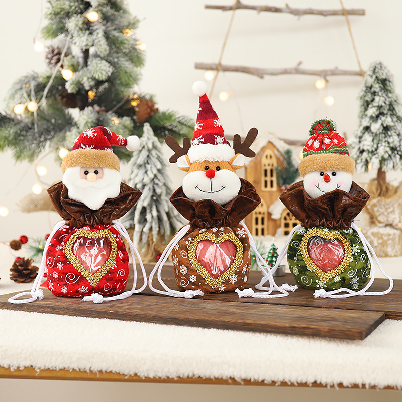 Transfronterizo nueva decoración navideña de dibujos animados transparente Apple bolsa de dulces bolsa de regalo bolsa de Navidad