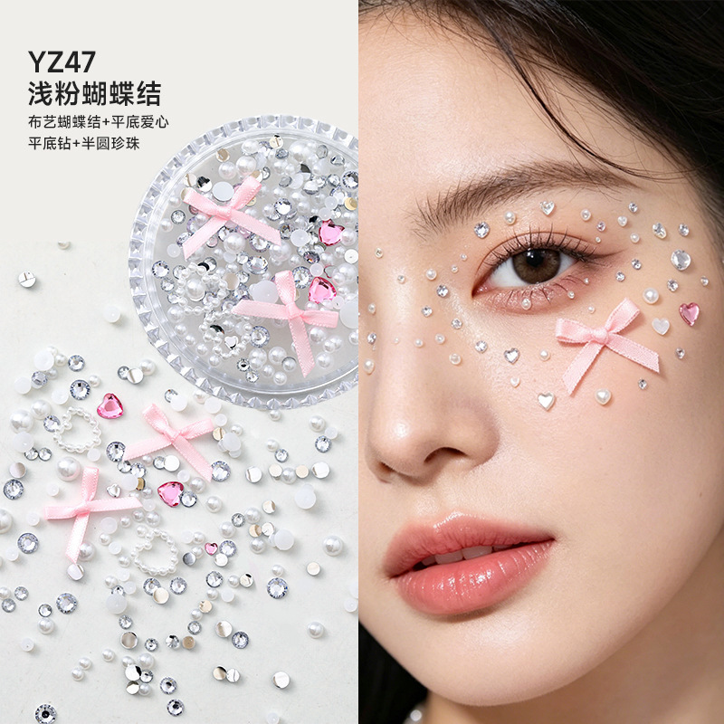 Decoraciones faciales maquillaje de ojos de novia maquillaje de escenario para niños pegatinas especiales cara lentejuelas lágrima diamante mariposa perla al por mayor