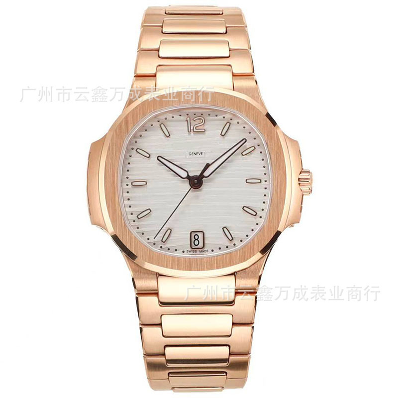 Ppf Patek Nautilus Series 7118 Automatic Non-Mechanical Watch Fashionable Steel Band Rose Gold Women's Watch One Piece