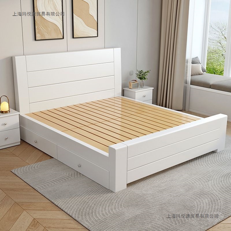 新中式1.8米双人床实木床1.5米家用床现代简约经济型1.0m单人床架