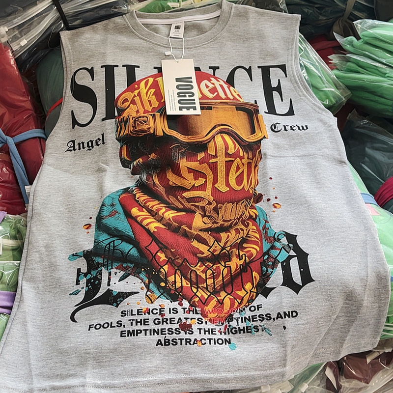 350g heavyweight American-style large-print African cotton hip-hop unisex tank top, summer trendy fashion sleeveless T-shirt