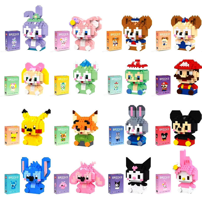 Cross-Border Hot-Selling Children's Toys, Micro-Particle Small Building Blocks, Sanrio Figurines, Educational Assembly Cartoon Dolls Wholesale