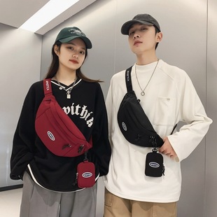 Chest bag for women ins trendy small bag 2022 new style messenger bag casual canvas boys backpack sports fitness waist bag