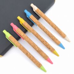 カラーコルクボールペン環境保護麦わら材質広告ペンビジネスプレゼント分解紙管ペン卸売り