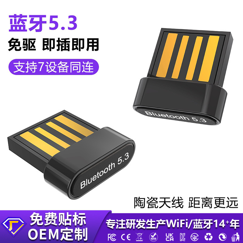 Cross-Border USB Bluetooth Adapter Bt5.3 Driver-Free Desktop Computer Headphone Audio Wireless Audio Receiver Transmitter