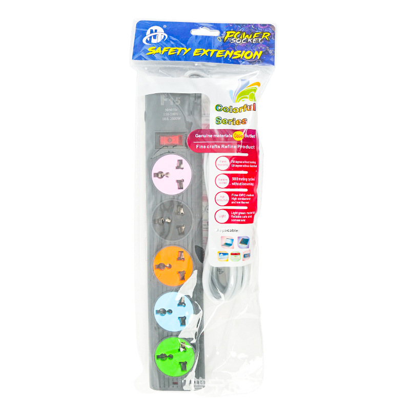 多位孔万能孔面片外贸插排接线板袋装美规二扁小英式欧式接线板