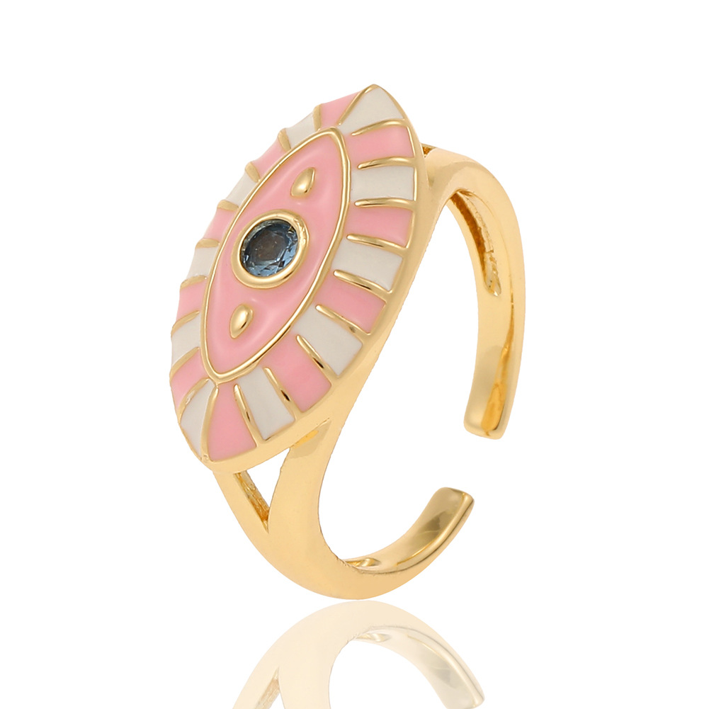 Retro Devilu0027S Eye Copper Open Ring Enamel Zircon Copper Rings