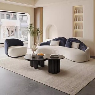 Simple Modern Style Negotiation Office Business Arc Sofa Vip Rest Area Reception Sofa Coffee Table Combination