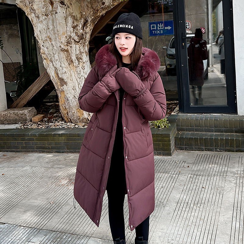 면복 여성 롱 겨울 신상 큰 털넥 솜저고리 슬림한 후드 깊은 카색 털넥에 두