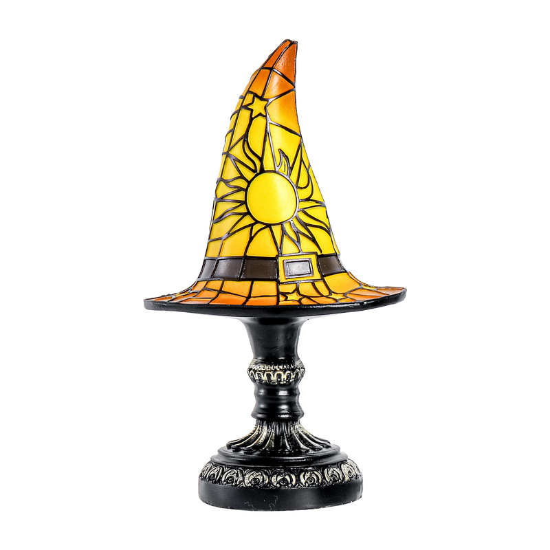 跨境新款Stained Glass Witch Hat Lamp 女巫帽灯床头柜夜灯|undefined