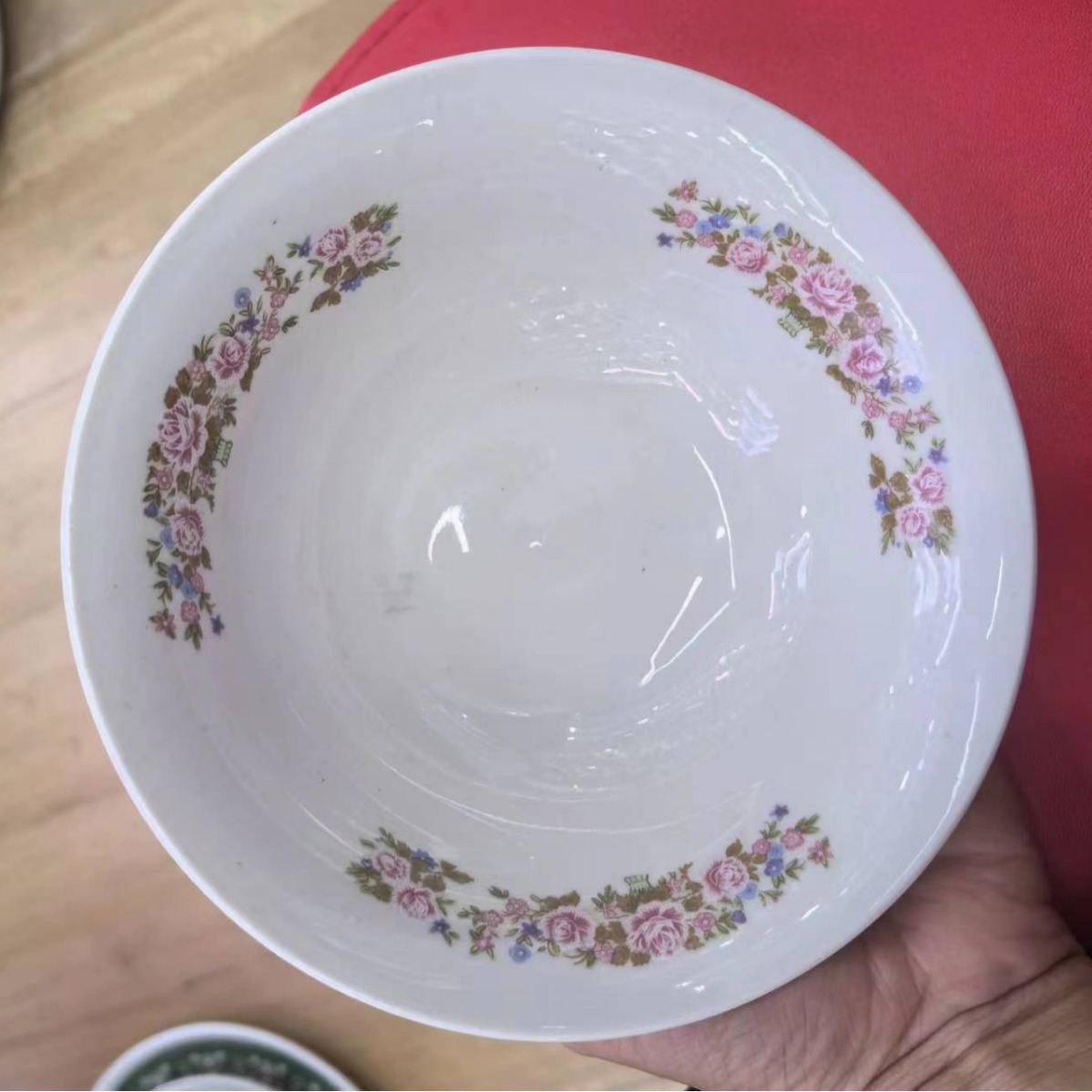 陶瓷盘 广西北流日用高温陶瓷7寸荷口斗碗大膜三段花