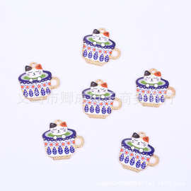 跨境欧美DIY KT猫电镀单吊合金项链辅料饰品挂件服饰配件批发