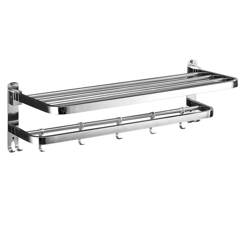 Stainless steel 304 towel rack no punching folding towel rack hotel engineering storage rack bathroom toilet storage