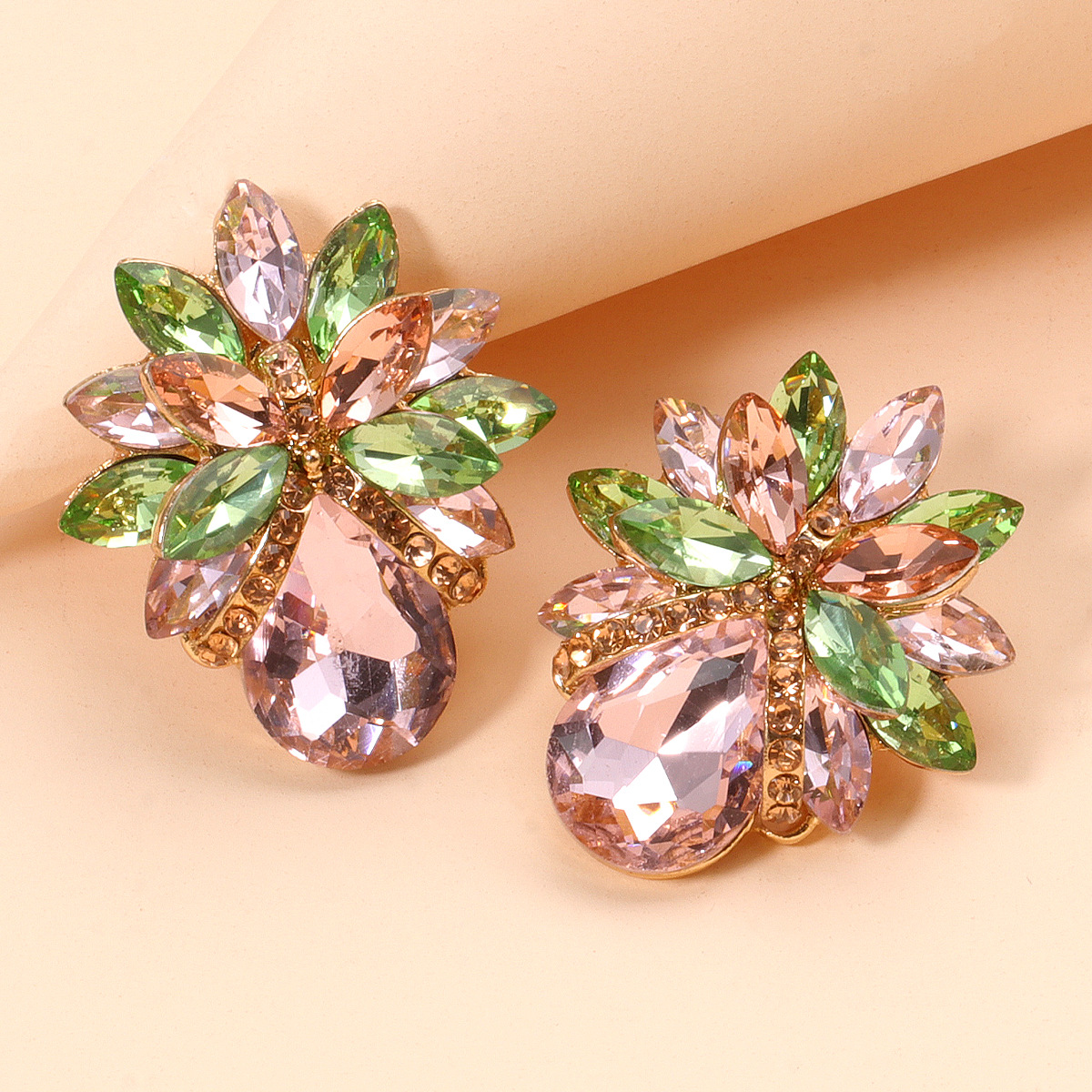 fashion flower diamond earrings