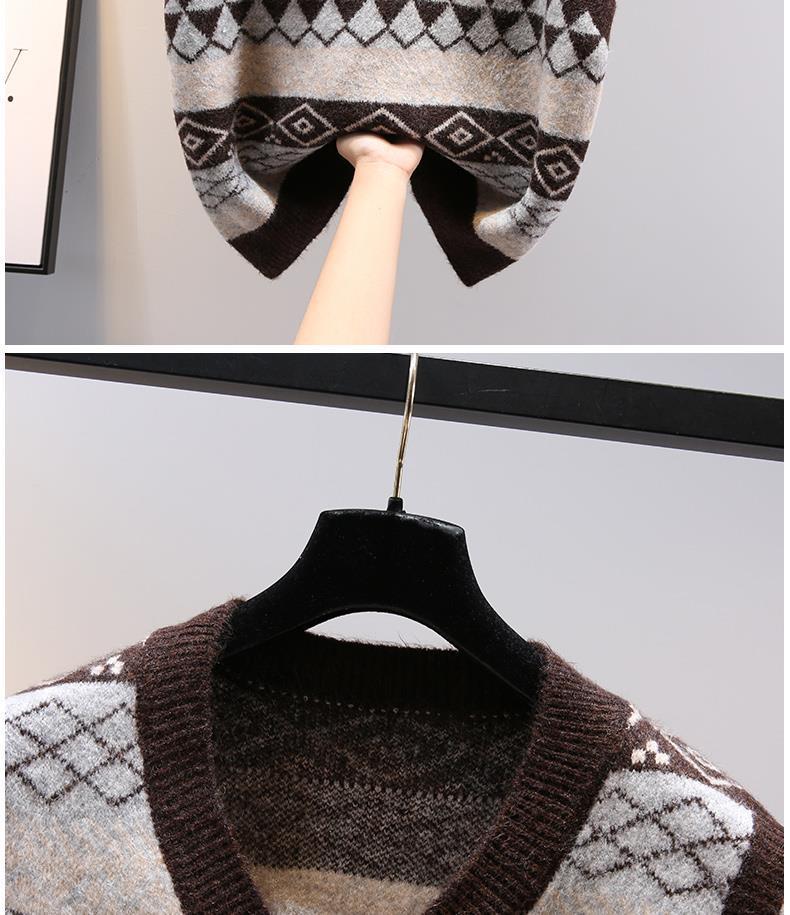 新款提花针织马甲女 秋季宽松套头v领坎肩复古风软糯毛衣背心外套