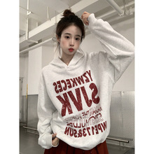 代发卫衣男女情侣装春秋薄款2025中长款宽松印花外套连帽韩版上衣