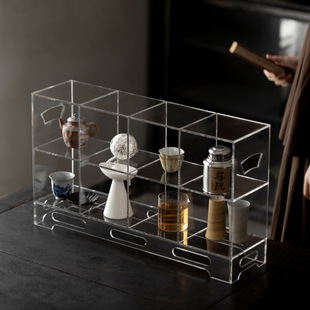 Acrylic Multi-Treasure Cabinet Light Luxury Display Rack, Tea Set Rack, Tea Shed, Teapot, New Chinese Style Tea Ware Storage Rack Decoration