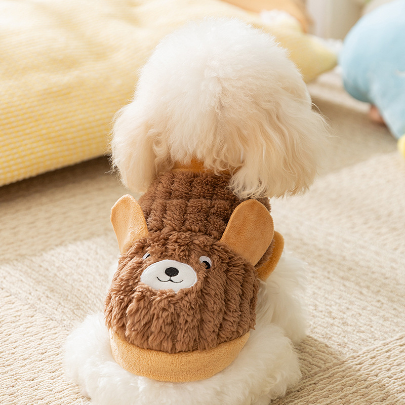 Otoño y invierno perros coreanos orejas tridimensionales osos dos patas cálidas camisas de terciopelo gato invierno peluche ropa de perro