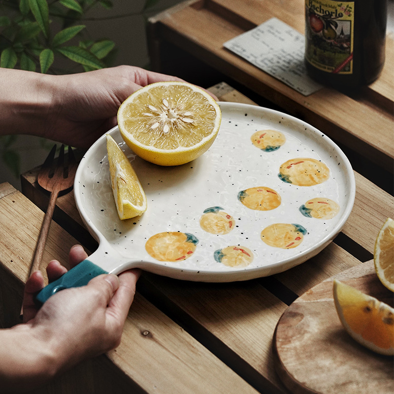 Creativo y lindo mango red bandeja de frutas bandeja de pastel bandeja horneado horno de microondas cerámica transfronteriza