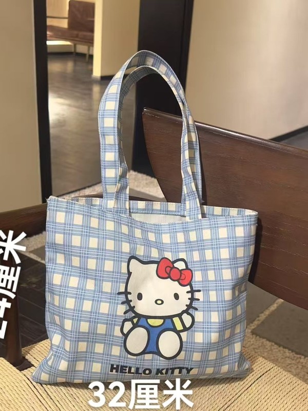 新款蓝色kitty手提袋上班族通勤大容量收纳袋学生补课轻便收纳包|undefined
