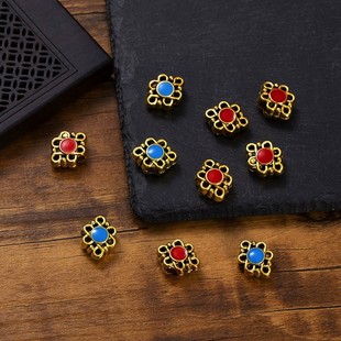 diy alloy oil drop small four-corner jewelry ancient costume accessories bracelet necklace pendant key chain material accessories