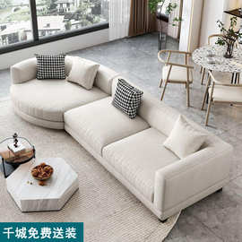 科技布艺沙发客厅小户型现代简约2023年新款棉麻侘寂风圆弧形沙发