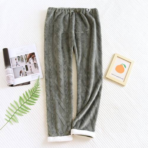 Coral velvet maternity pants autumn and winter large size solid color maternity home pajamas adjustable thickened flannel pants