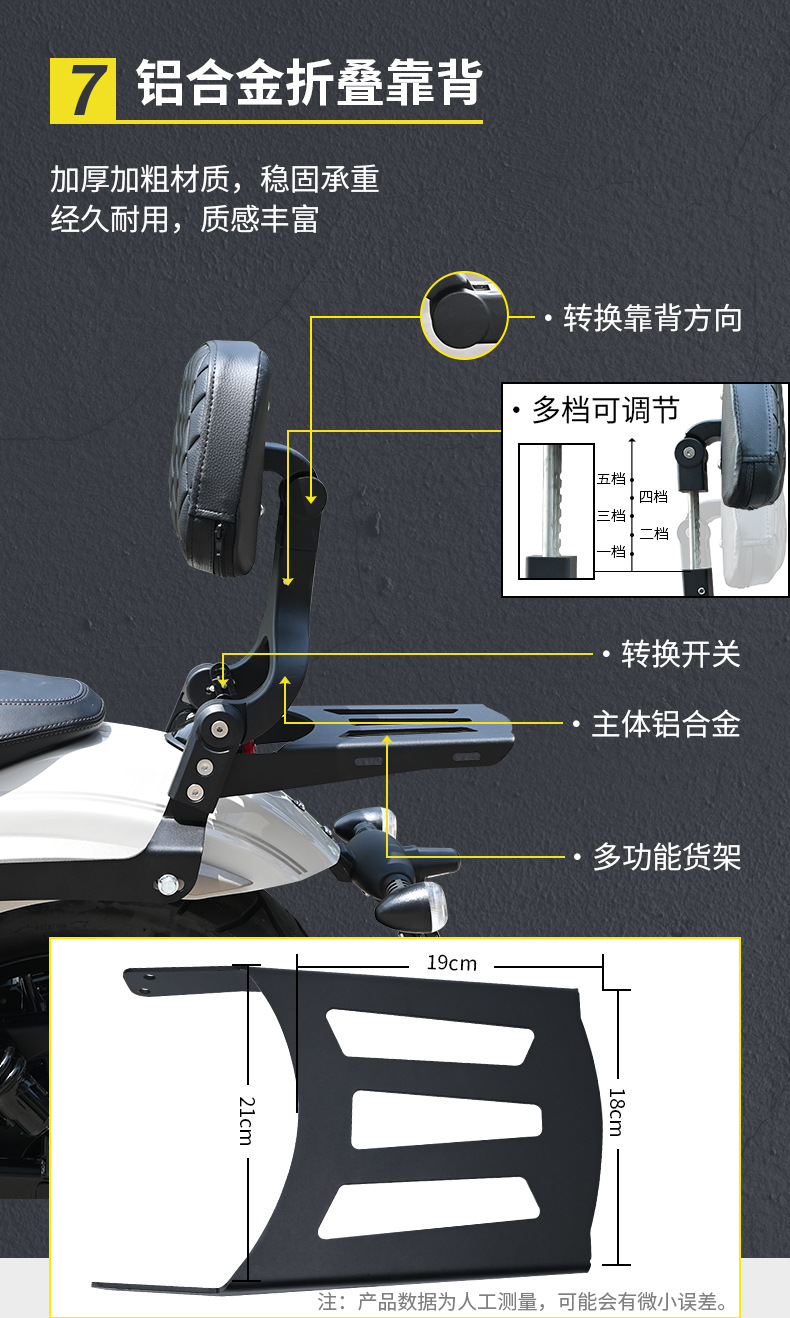 Suitable for Honda Cm300 Guard Bar Cl300 Bumper Folding Backrest Rear Rack Accessories Quick-Release Side Bag Modification