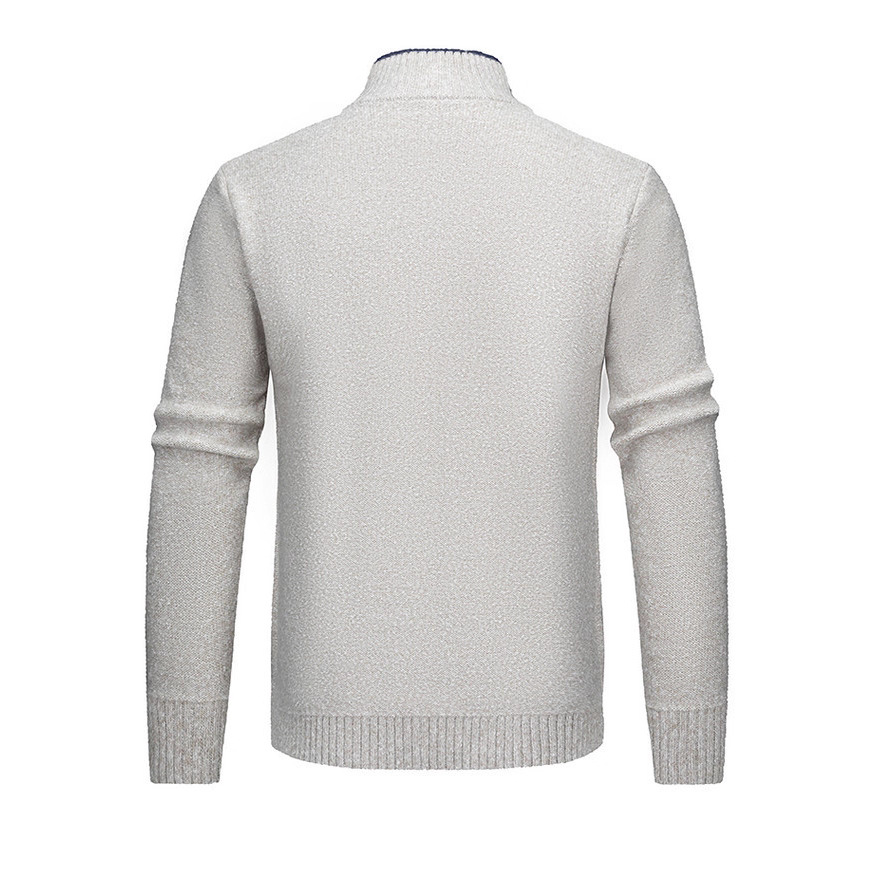 Transfronterizos de color sólido otoño y invierno para hombres con cuello de diamante engrosado jersey jersey cardigan casual jersey