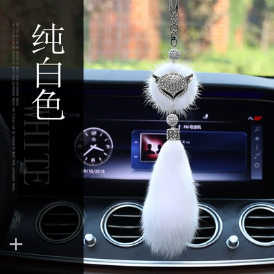 Car Hanging Ornament Goddess Style with Diamonds, New Trendy High-End Creative Car Pendant Handmade Interior Decoration for Women (Car hanging) - fox-pendant-pure-white-pendant