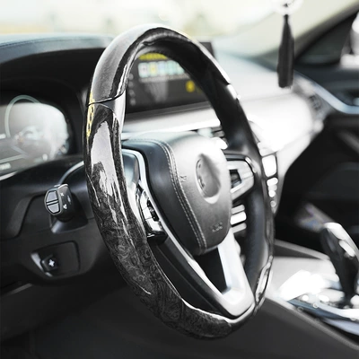 Grain Steering Wheel Cover, Suitable for: Steering wheel cover - flat-peach-wood-grain-black-3-pieces-38cm