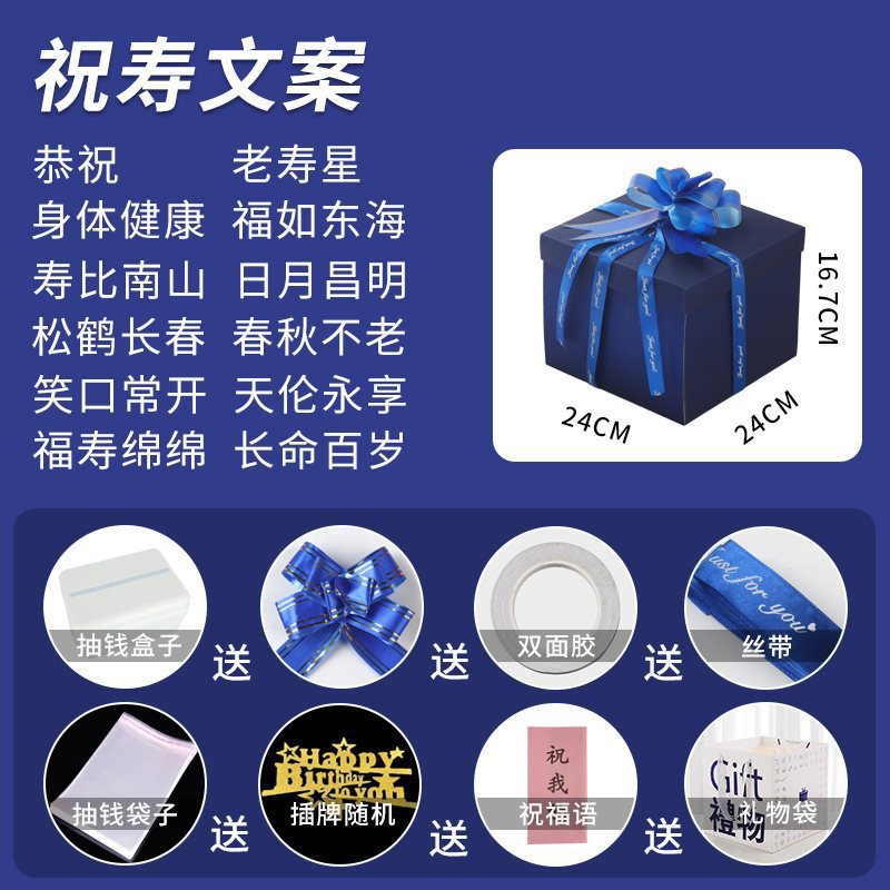 [blue] birthday copywriting (five-layer frosted and thickened version)