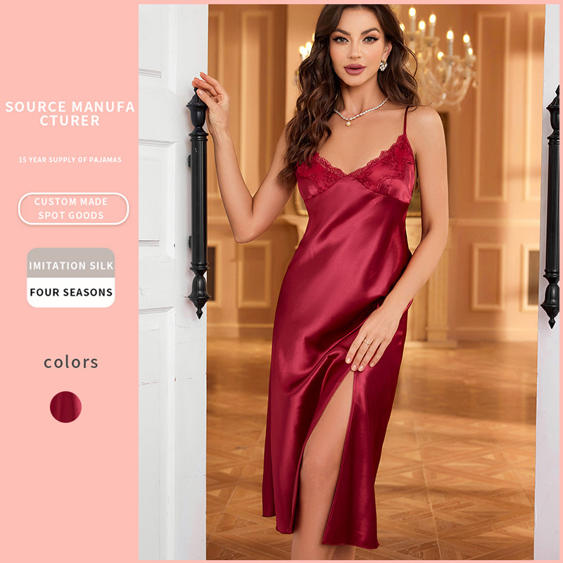 Danny Lynn Ou American Style Sexy Underwear Women's Ice Silk Silk Home Clothes Summer Fashion Sexy Sling Sleepwear Nightgown