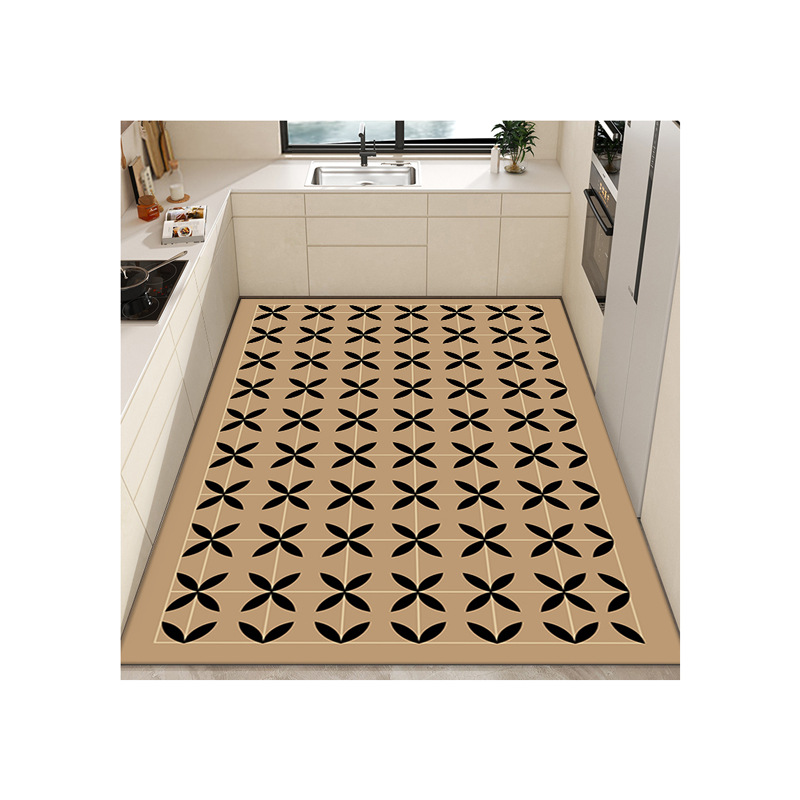 Moderno simple impermeable a prueba de aceite alfombra de piso completo hogar lavable borrable corte de cuero alfombra de piso de la cocina