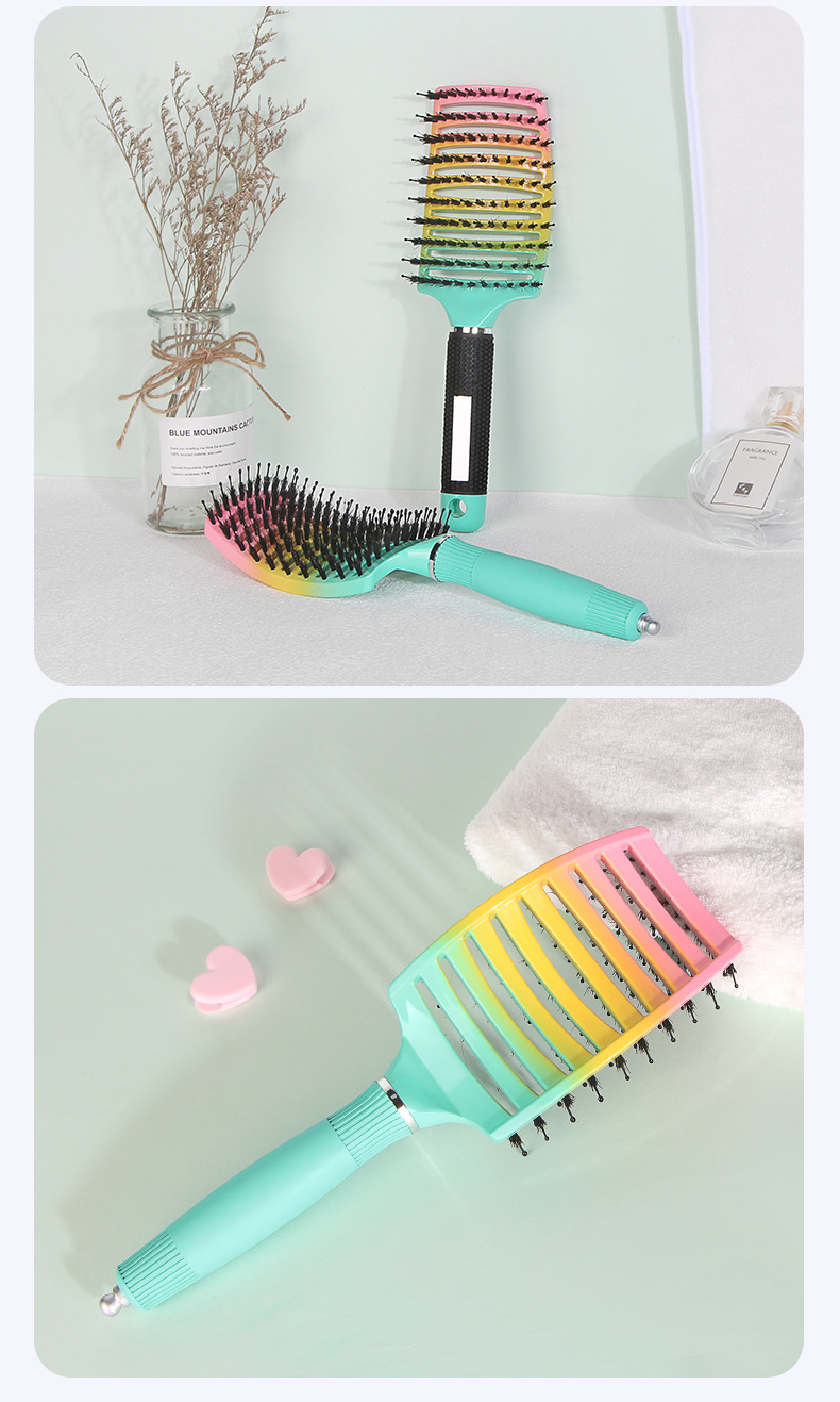 Bristle Hair Big Curved Comb Fine Teeth Comb Styling Curly Hair Plastic Shunfa Hair Vent Comb Slicked Back Hairstyle Comb Oil Head Comb display picture 2