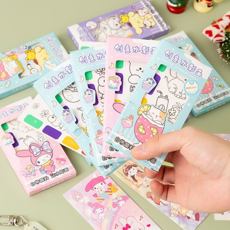 子供用水彩画、クリエイティブなスクラッチオフ絵画、落書きノート、水で絵を描く、ぬり絵、顔料付きガッシュブック|undefined