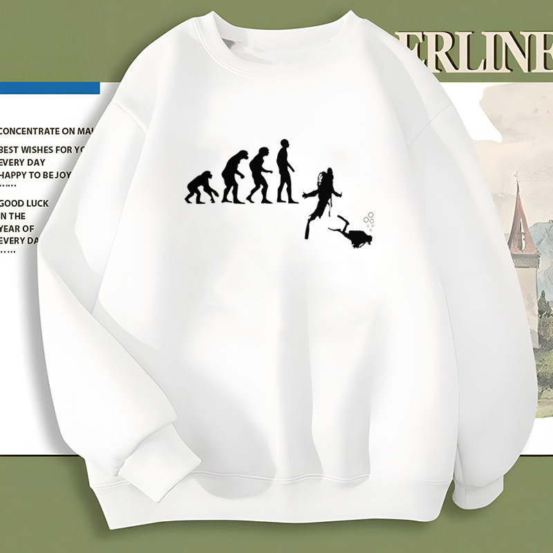 The Evolution of Diving Creative Fun Long Sleeve Easiest for Match Jacket Cross-Border Loose Round Neck Autumn and Winter Sweatshirt 1002-34