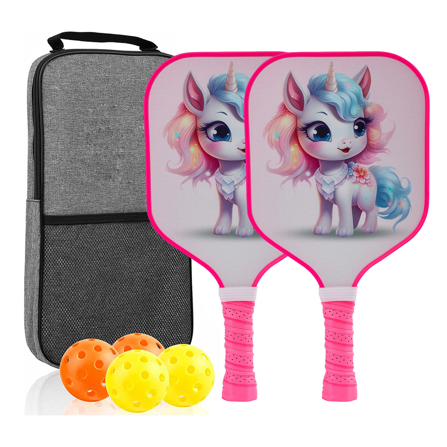 Fiberglass Pickleball Racket Usapa Certificate Cartoon Pattern Children's Outdoor Sports Leisure and Entertainment Toddler Gift