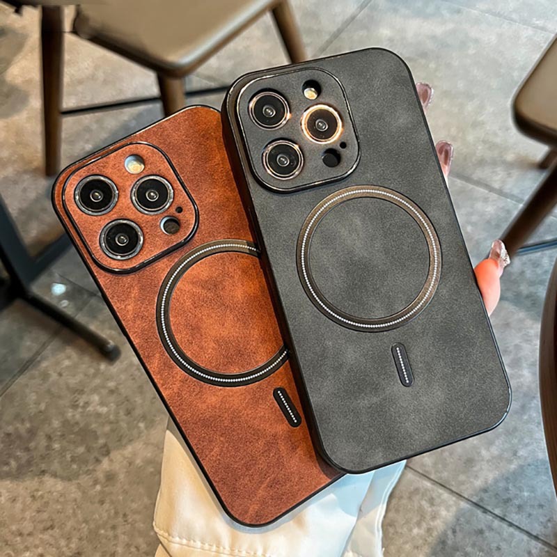 Apple 16 succión magnética de piel de cordero para iPhone15 funda para teléfono móvil 14ProMax cuero 13 todo incluido 12 funda protectora