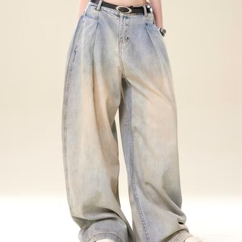 Men's and Women's Unisex Fashion Wide Leg Pants Autumn Straight Leg Pants Crepe Floor-Length Long Pants