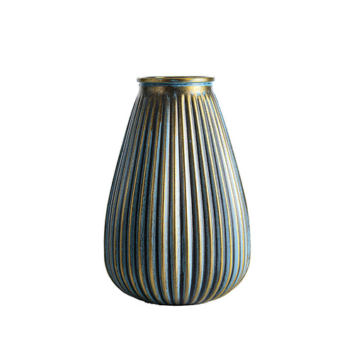 Floral Vase with Retro Pottery Style, Chinese Artistic Antiquity, Light Luxury Bronze-Imitation Vase, Vintage, Distressed, Dried Flower Vase