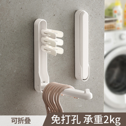 Factory direct sales wall-mounted clothes hanger storage rack balcony clothes drying rack hook organizing storage rack without punching for home use
