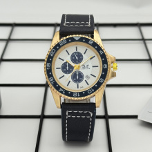 跨境外贸新款时尚商务潮流男士手表日历休闲三眼学生石英表男批发