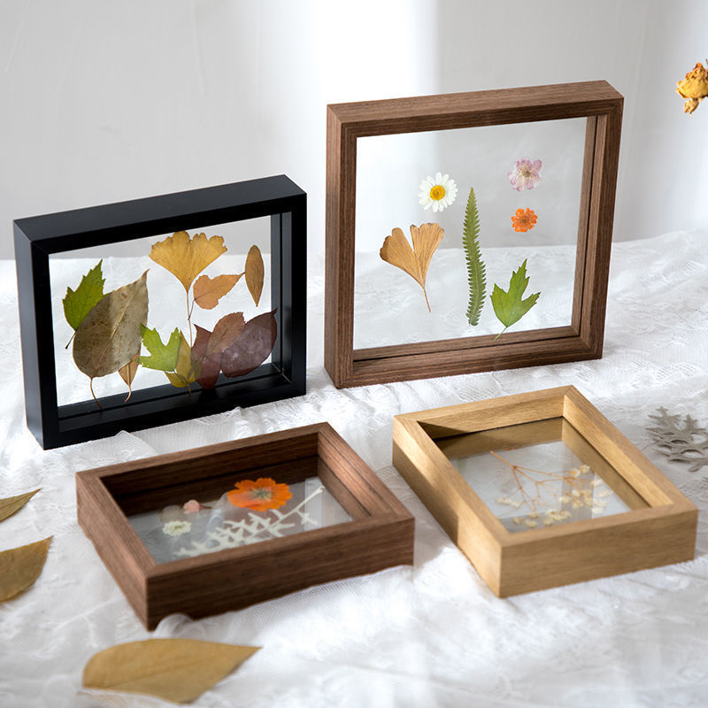 Wooden photo frame decoration plant specimen embossed double-sided picture frame 6-inch 7-inch Signature photo frame three-dimensional transparent photo frame