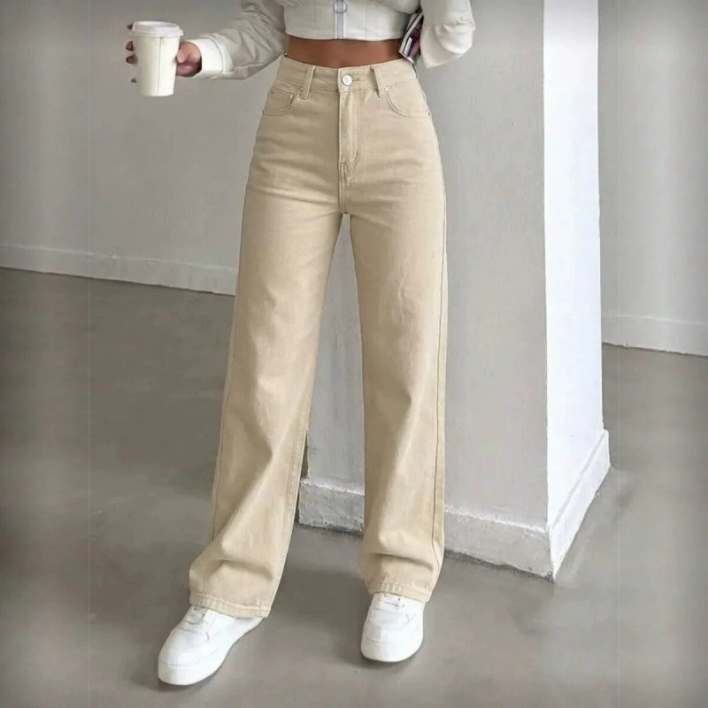 Vintage Cross-Border Straight Loose Denim European and American High-Waisted Jeans Long Pants Women's Gray Solid Color Pants Vintage Cross-Border Straight Loose Denim European and American High-Waisted Jeans Long Pants Women's Gray Solid Color Pants