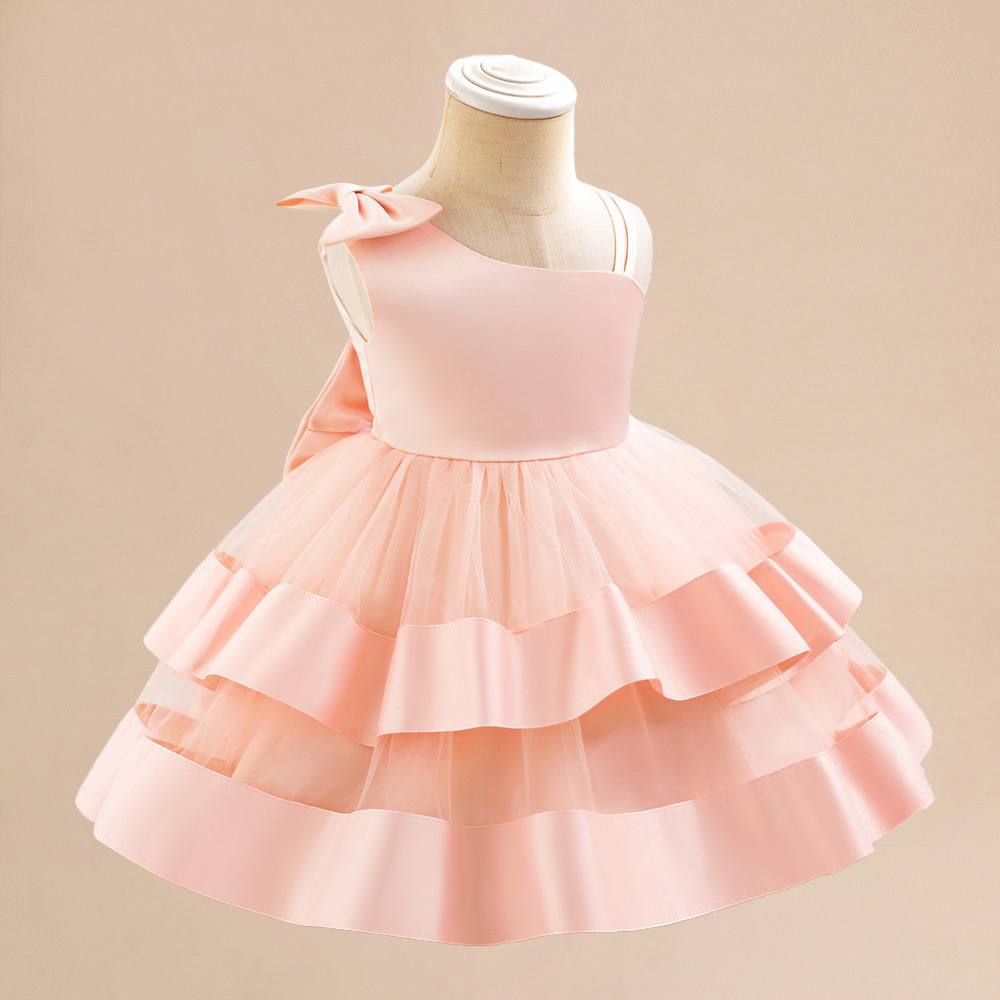 Vestido de novia para niños de estilo nuevo europeo y americano vestido de princesa hinchado vestido de pasarela para niñas vestido de fiesta de cumpleaños de un año para bebés