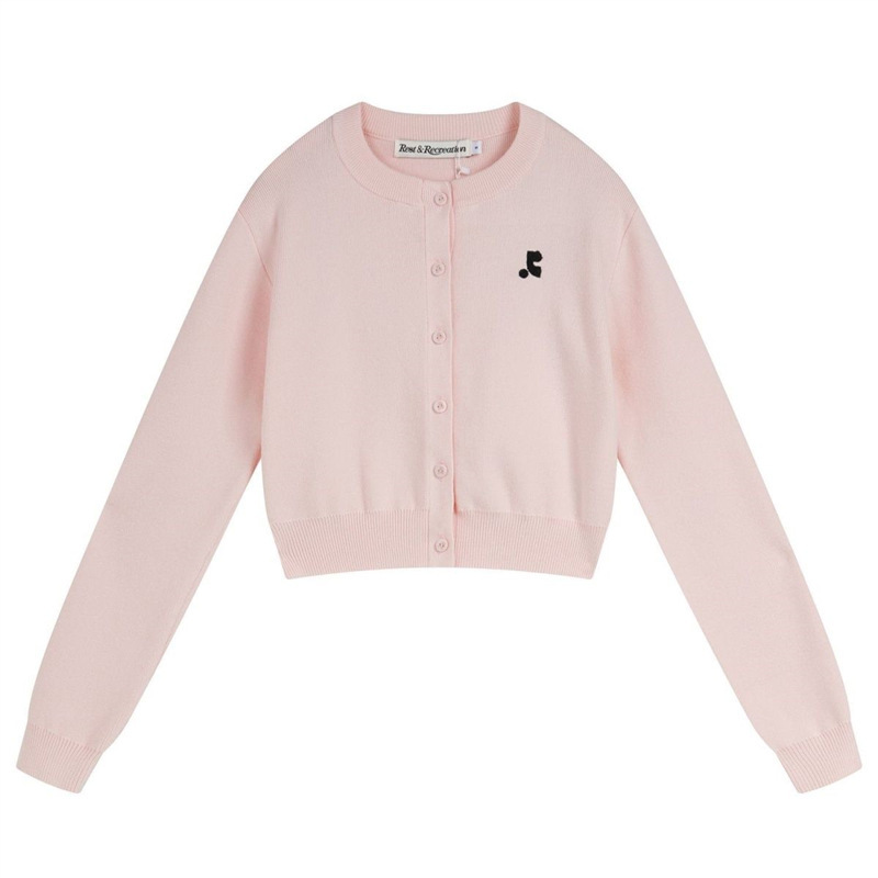 2024 South Korea door embroidery small label short slim long sleeve solid color knitted waist cardigan jacket new ins