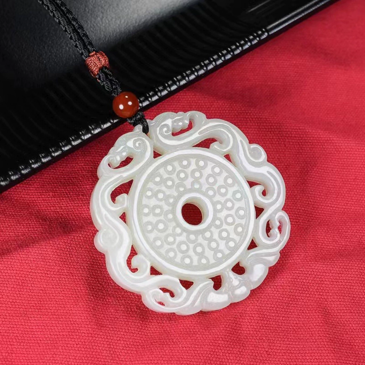 Pendant jade, antique protective amulet white jade