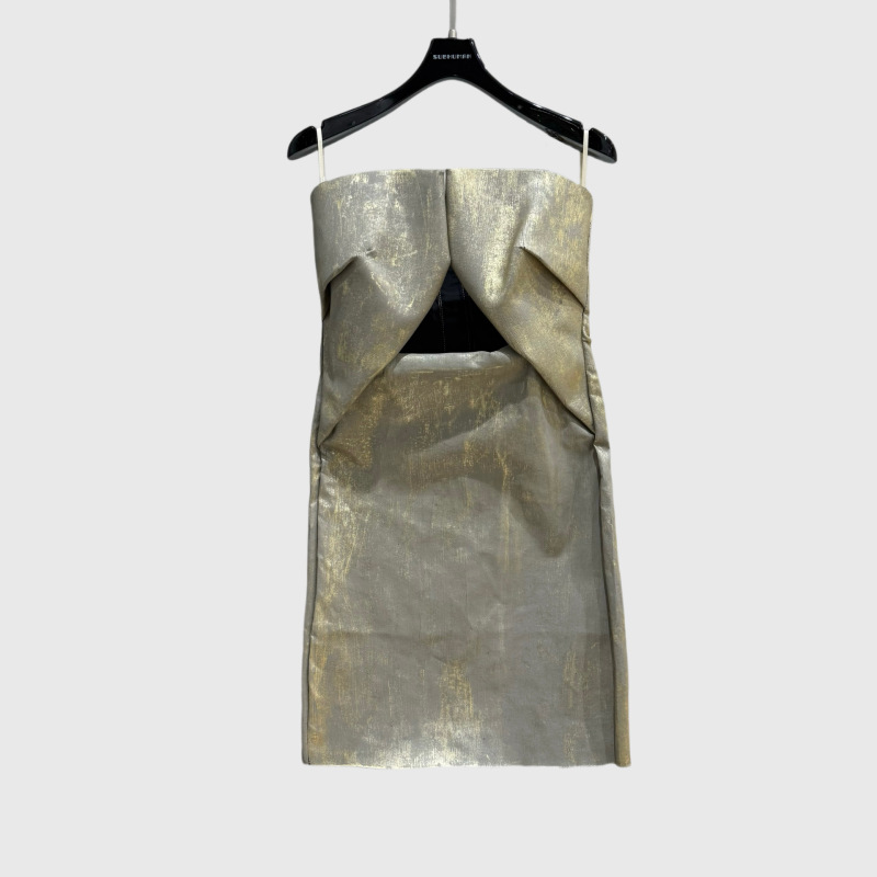 Subhuman Women's Style | Metallic Shiny Textured Strap Dress with Cut-Outs, Fashionable Strapless Dress Subhuman Women's Style | Metallic Shiny Textured Strap Dress with Cut-Outs, Fashionable Strapless Dress